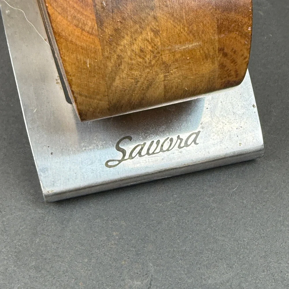 Savora Acacia Wood Knife Block Stainless Steel Base Brown Good Modern Design